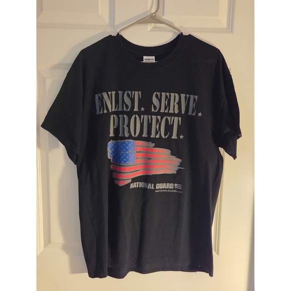 Gildan Other - Gildan National Guard T Shirt Black Enlist Serve Protect Graphic Tee Men's L